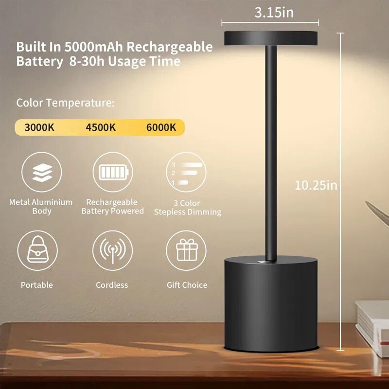 Đèn led Để Bàn Bằng Nhôm Sang Trọng Không Dây Sạc usb Tiện Dụng