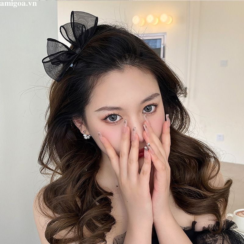 Kẹp Tóc Nơ Lưới Ba Chiều Phong Cách lolita Dành Cho Nữ