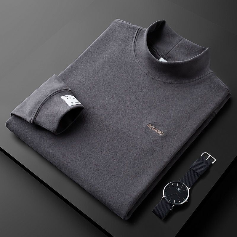 Áo Thun Tay Dài Cổ Lọ Ôm Dáng Thêu Chữ Thời Trang Mùa Thu Ấm Áp Cho Nam