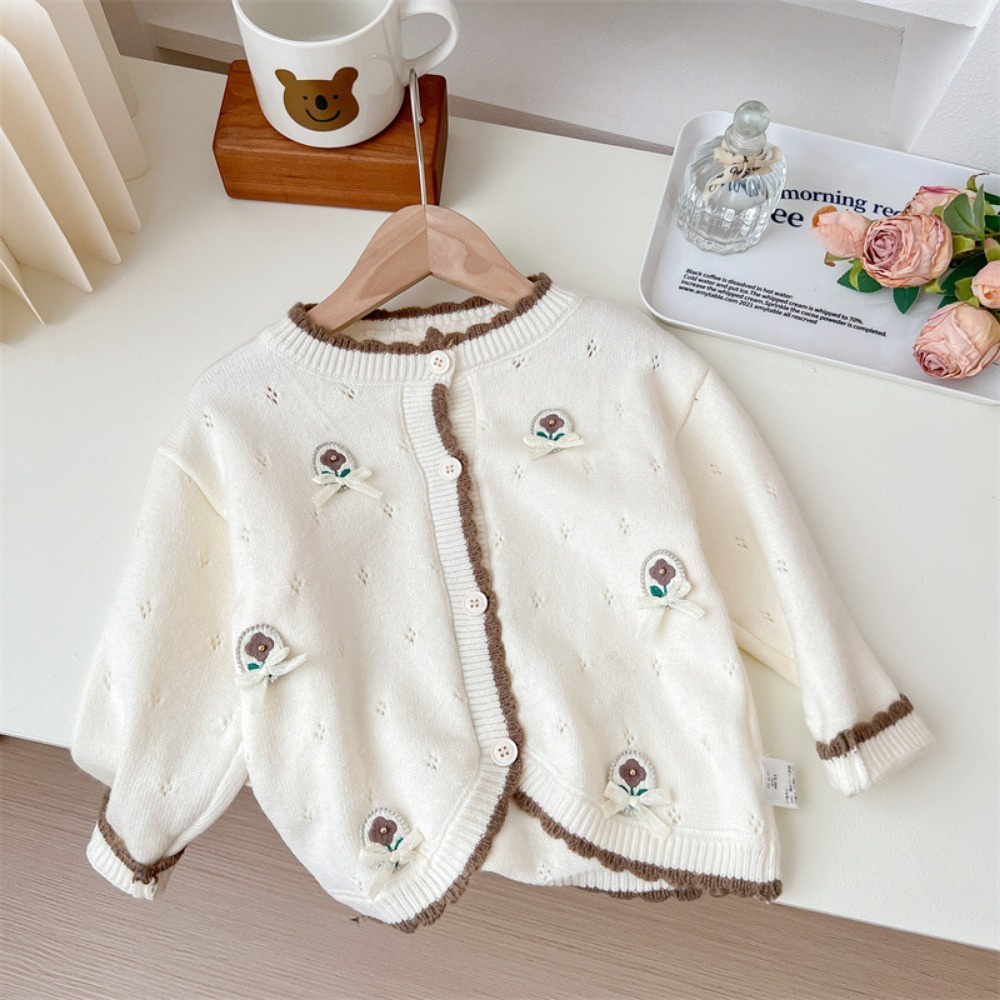 Áo Khoác cardigan Họa Tiết Hoa Thời Trang Xuân Thu Cho Bé Gái
