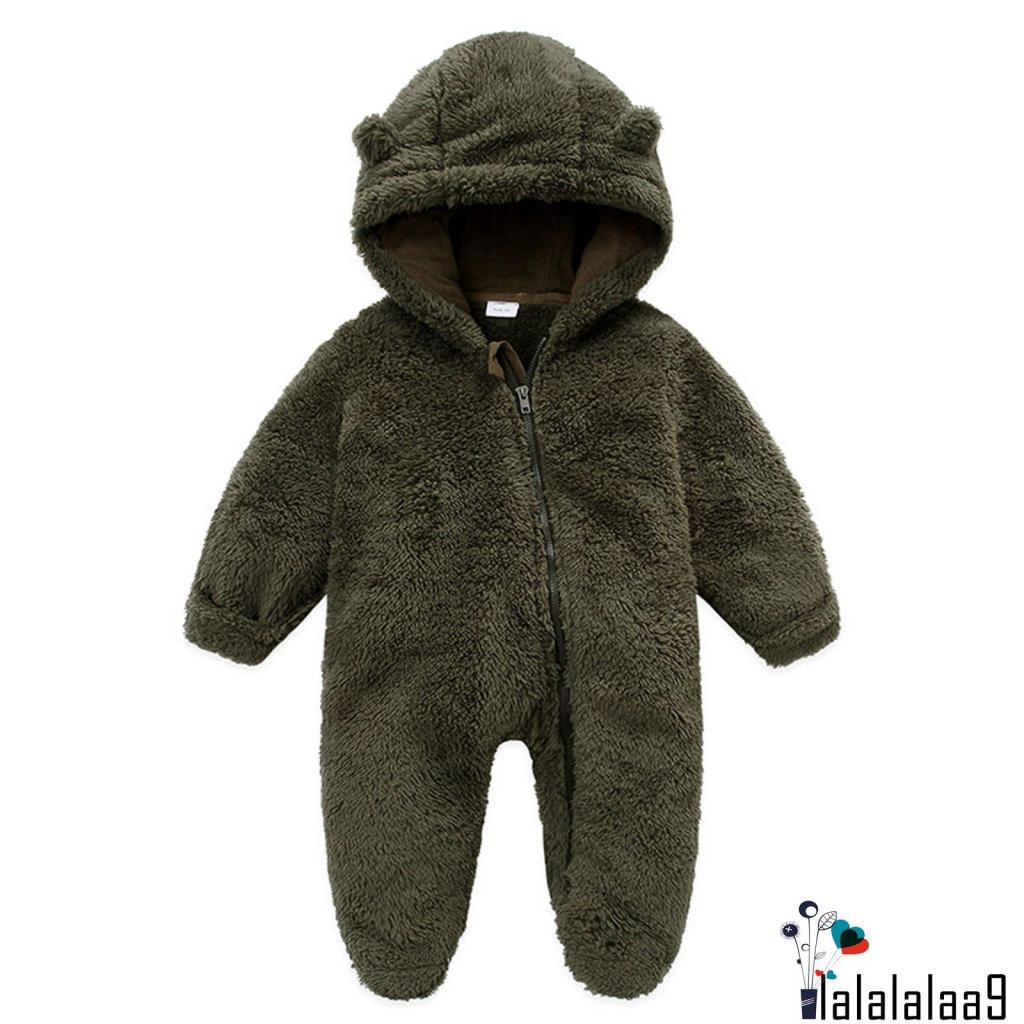 Áo Liền Quần Dài Tay Có Mũ Trùm Và Khóa Kéo Thời Trang Mùa Đông Cho Bé