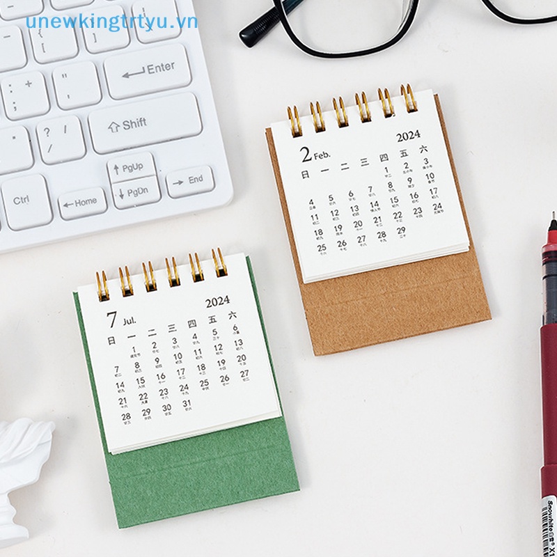 Unewtyu Lịch Năm 2023 / 2024 mini Để Bàn Thiết Kế Đơn Giản Tươi Mới Và Cao Cấp