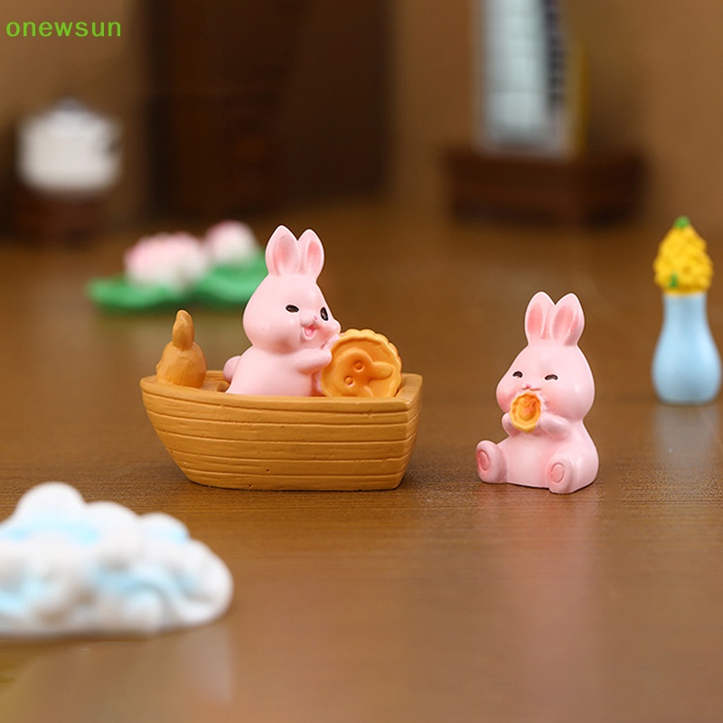 Tượng Thỏ mini Bằng Nhựa resin Dễ Thương Dùng Trang Trí Tiểu Cảnh Mới