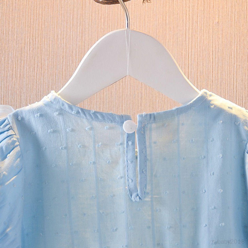 Đầm Công Chúa Tay Ngắn Phồng Chất Liệu cotton Thời Trang Xinh Xắn Cho Bé Gái