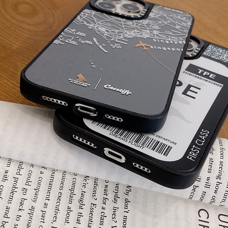 Ốp Điện Thoại Cứng Tráng Gương Hình Vé Máy Bay Cho iphone 15 14 13 12 11 pro max plus