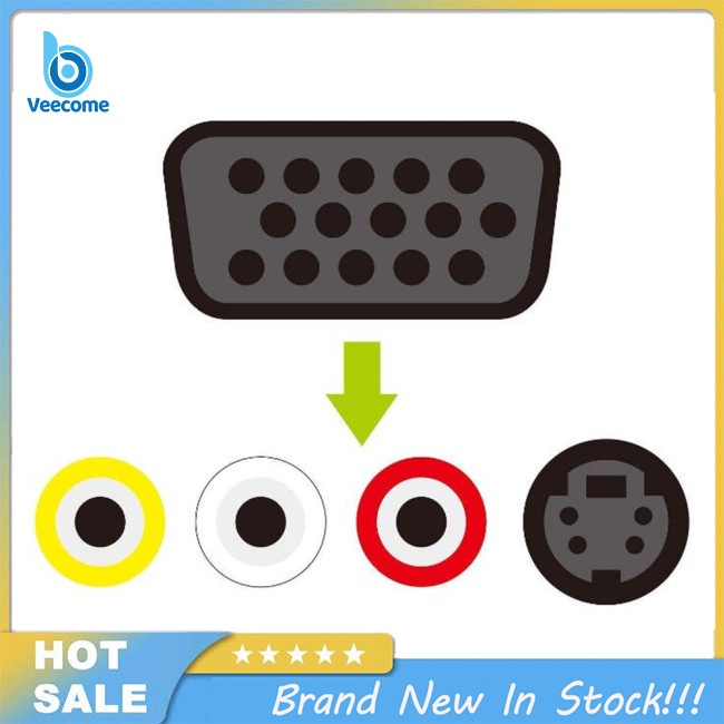 Veecome Dây Cáp Chuyển Đổi vga Sang s-video av 3rca