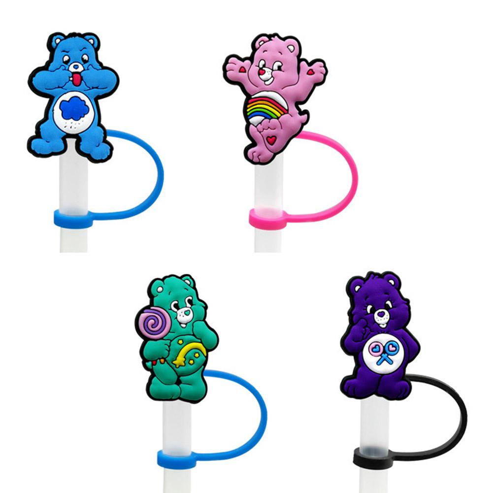 Ống Hút Trang Trí Hình Gấu Hoạt Hình Bằng Silicon Dễ Thương F6H00