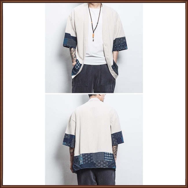 Áo Khoác cardigan cotton linen Tay Lửng Phong Cách Dân Tộc Cho Nam