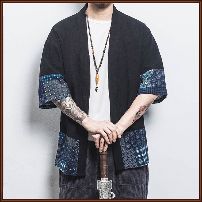 Áo Khoác cardigan cotton linen Tay Lửng Phong Cách Dân Tộc Cho Nam