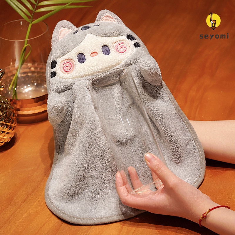 Dễ Thương Khăn Lau Tay Thấm Hút Tốt Nhanh Khô Hình Chú Mèo Đáng Yêu Cho Bé