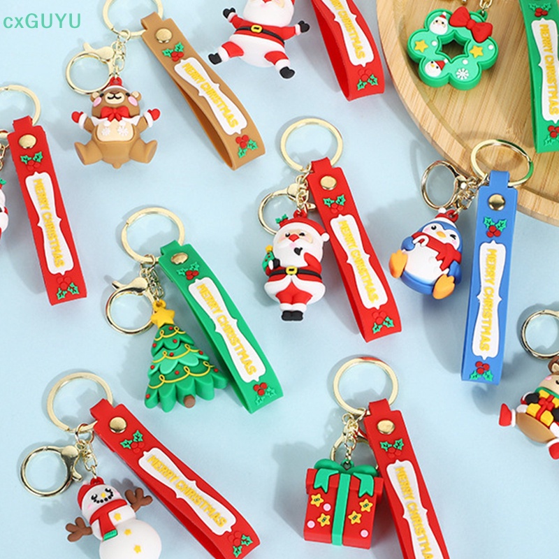 Móc Khóa Cao Su Mềm Hình Ông Già Noel Tuần Lộc Bánh Mì Giáng Sinh Dễ Thương Làm Quà Tặng prta