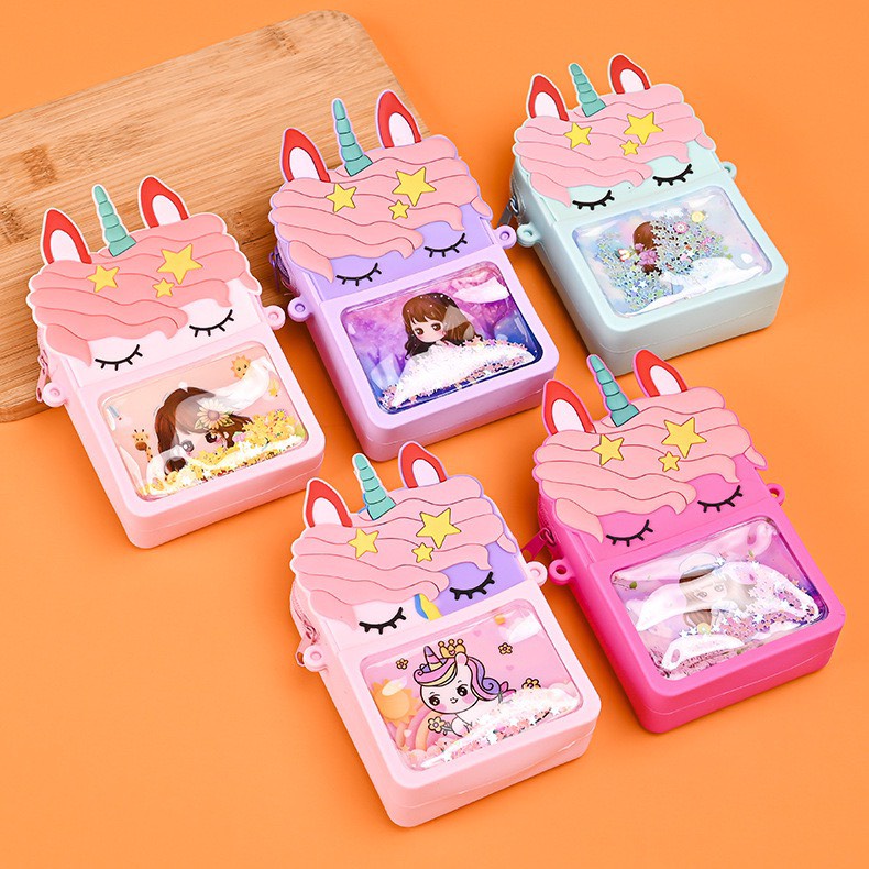 Túi xách silicon pop it kim sa hình pony kỳ lân đeo chéo thời trang đựng bao bì lì xì, mỹ phẩm