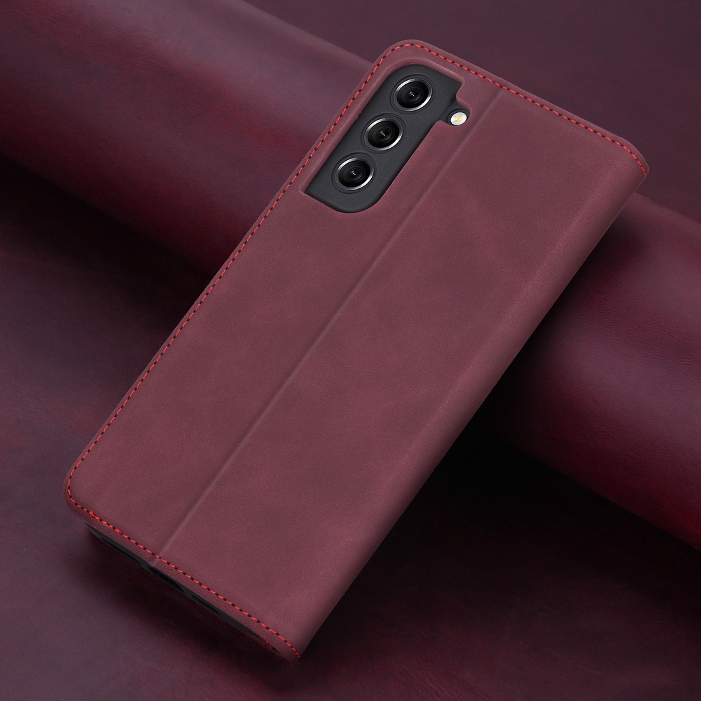 Cho Samsung S23 Ultra S23 Plus S23FE S22 Ultra S22 S21FE Bao Da Điện Thoại Kiểu Ví Gập Nam Châm Có Ngăn Thẻ