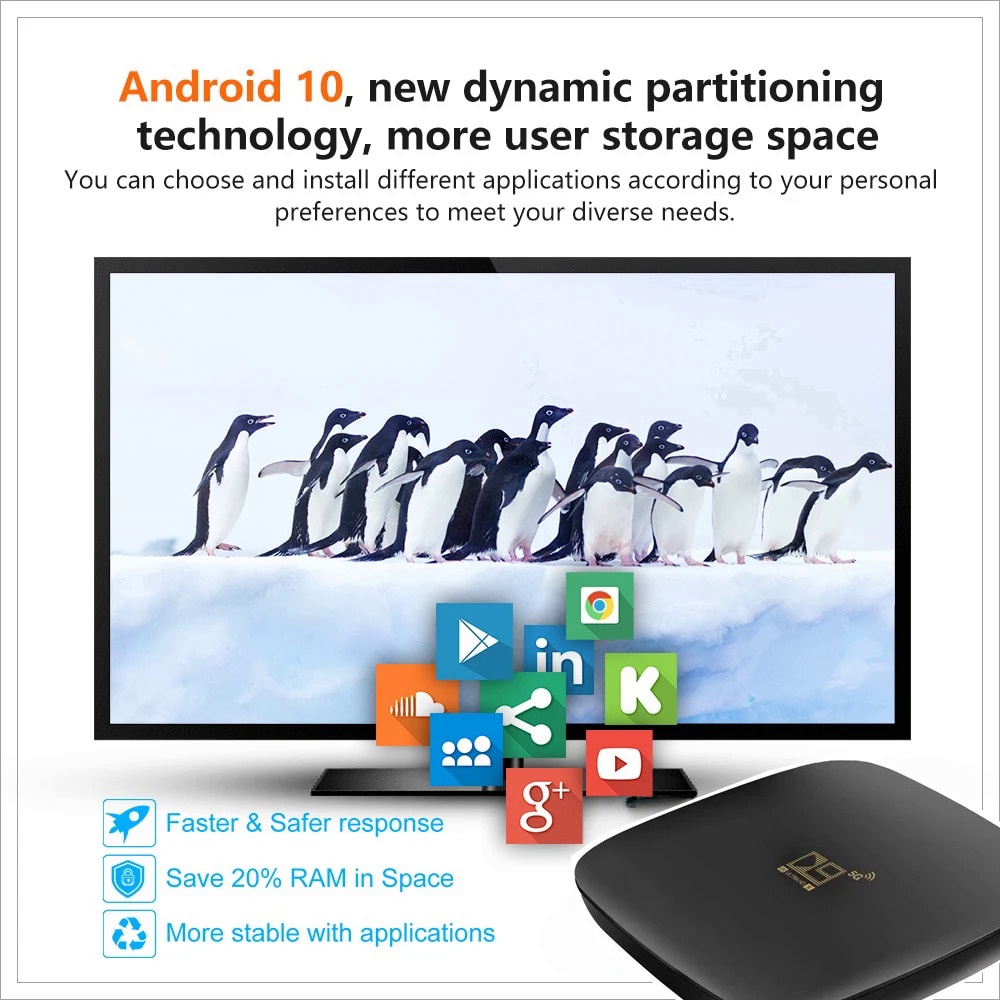 Hộp tv box Thông Minh android 10.0 2023 4g 5g 905 hdr10 hd 4k 3d h.265 iptv 8gb 128gb iptv Amo