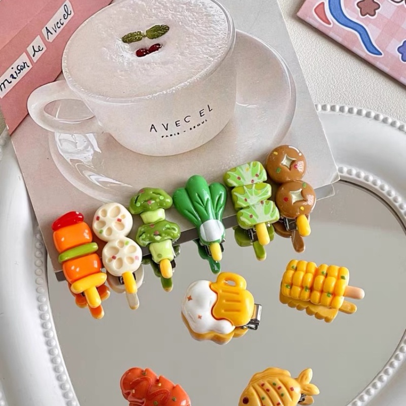 Kẹp Tóc Mái ins Vui Nhộn Dành Cho Bạn Gái Nướng Thịt Bbq dopamine