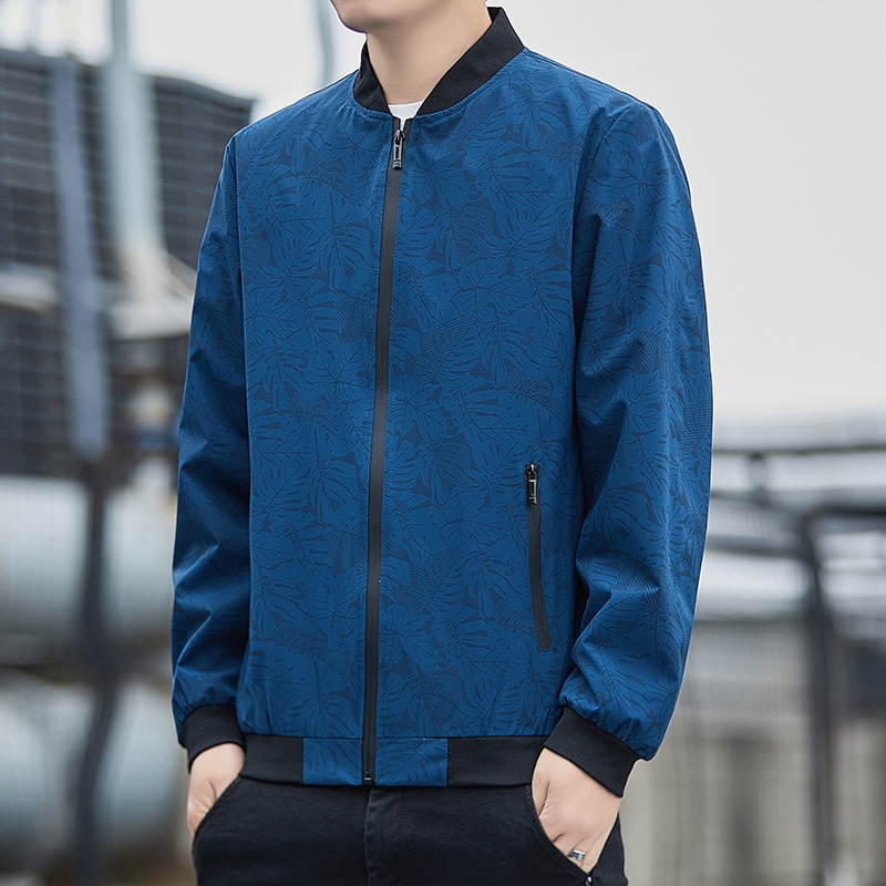 Áo Khoác Cổ Đứng Tay Dài Màu Trơn Dáng Rộng Thoáng Khí Chống Thấm Nước Thời Trang Cho Nam