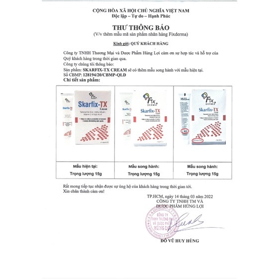 Kem dưỡng da Fixderma Skarfix TX Cream 15g kem trắng da mờ nám giảm thâm tàn nhang!