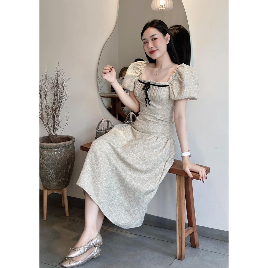 ✨BÁN SỈ✨DAM017- VÁY DẠ XẾP LI NGỰC TAY BỒNG HAI LỚP CAO CẤP