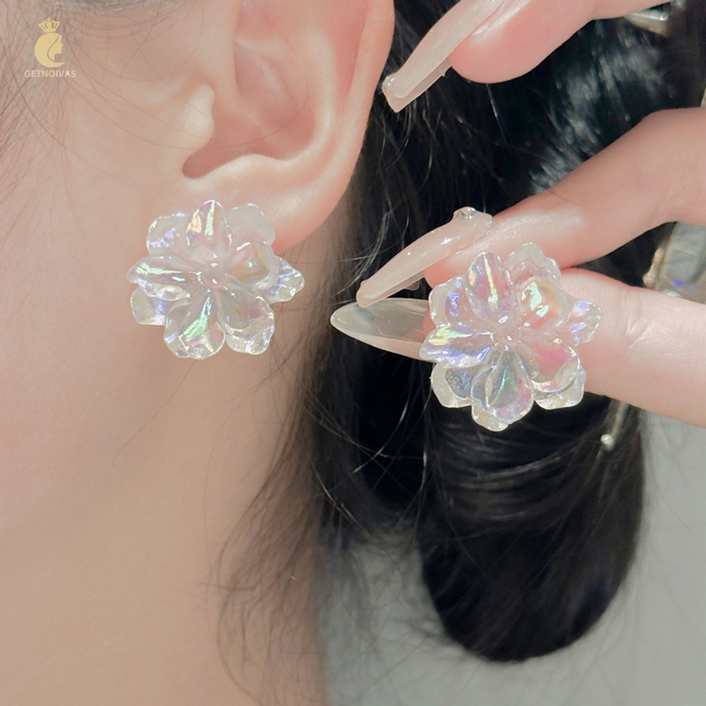 Khuyên Tai Hình Bông Hoa Bằng Nhựa resin Thân Thiện Với Làn Da Chống Phai Màu