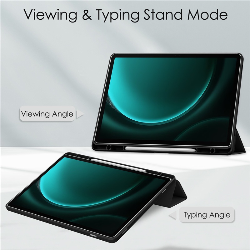 Ốp Bao Da Máy Tính Bảng tpu acrylic Trong Suốt Có Ngăn Đựng Bút Cho samsung galaxy tab s9 fe plus 12.4inch 2023 sm-J610 sm-J616 Ốp