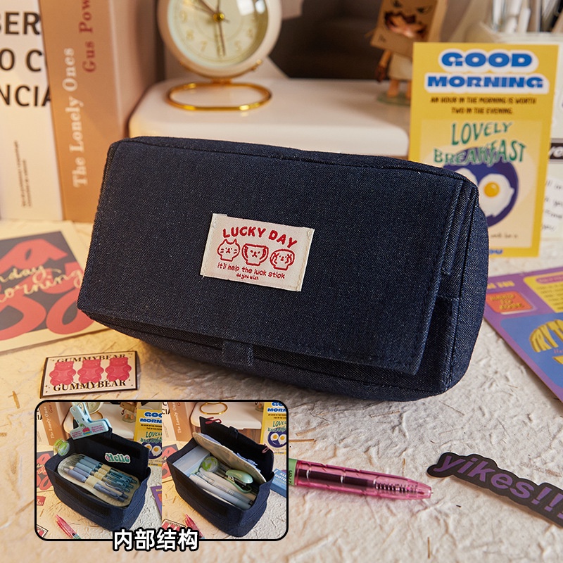Túi Đựng Bút Bằng denim Họa Tiết Hoạt Hình Dễ Thương