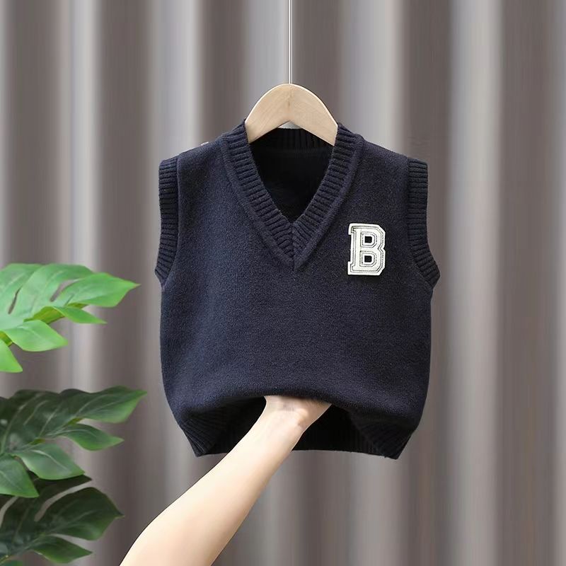 Áo sweater Dệt Kim Không Tay Thời Trang Xuân Thu Cho Bé Trai