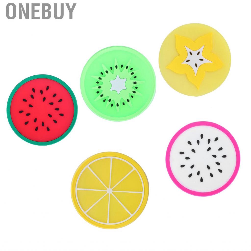 Onebuy Cute Fruit Shape Coaster  Placemat Silicone Cup Drinks Holder Mat Decor