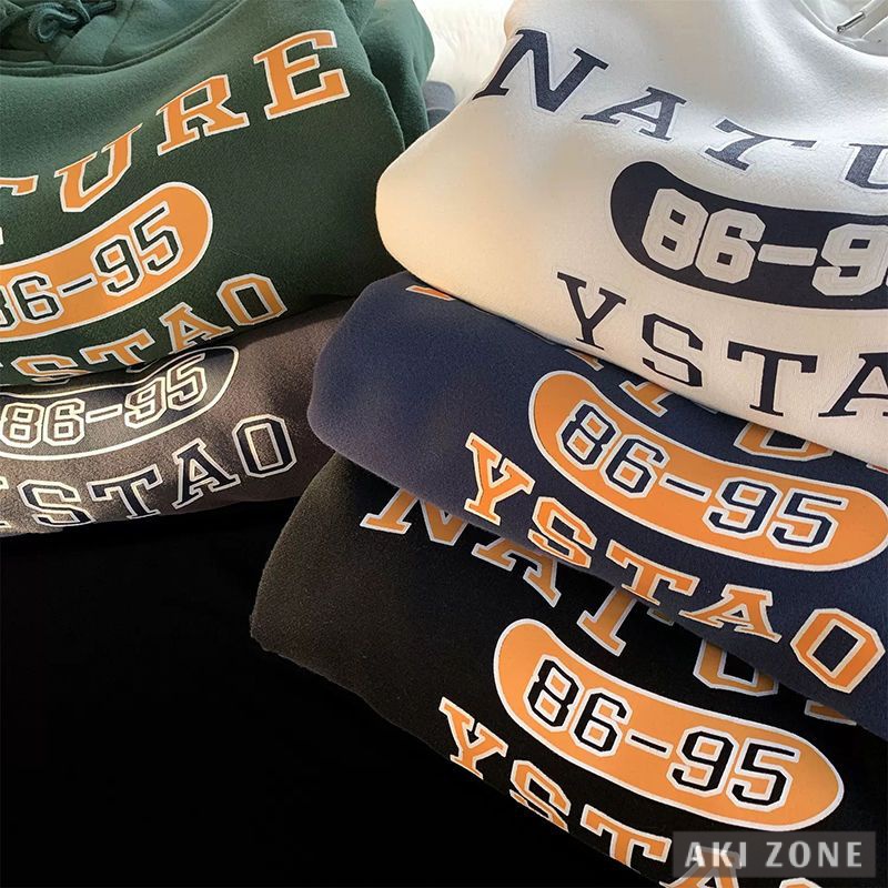 Áo hoodie Dáng Rộng Thời Trang Thu Xuân Phong Cách retro Mỹ Cho Nam