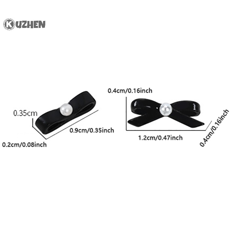 Kuzhen Set 10 Phụ Kiện Trang Trí Móng Tay Nghệ Thuật Bằng Hợp Kim Hình Nơ Thắt Nơ Màu Hồng Đen Trắng Đính Đá diy