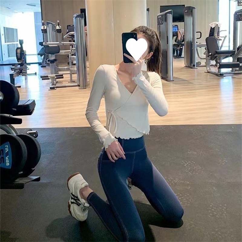 Áo Thun Tay Dài Cổ Chữ v Dáng Ôm Thời Trang Dành Cho Nữ