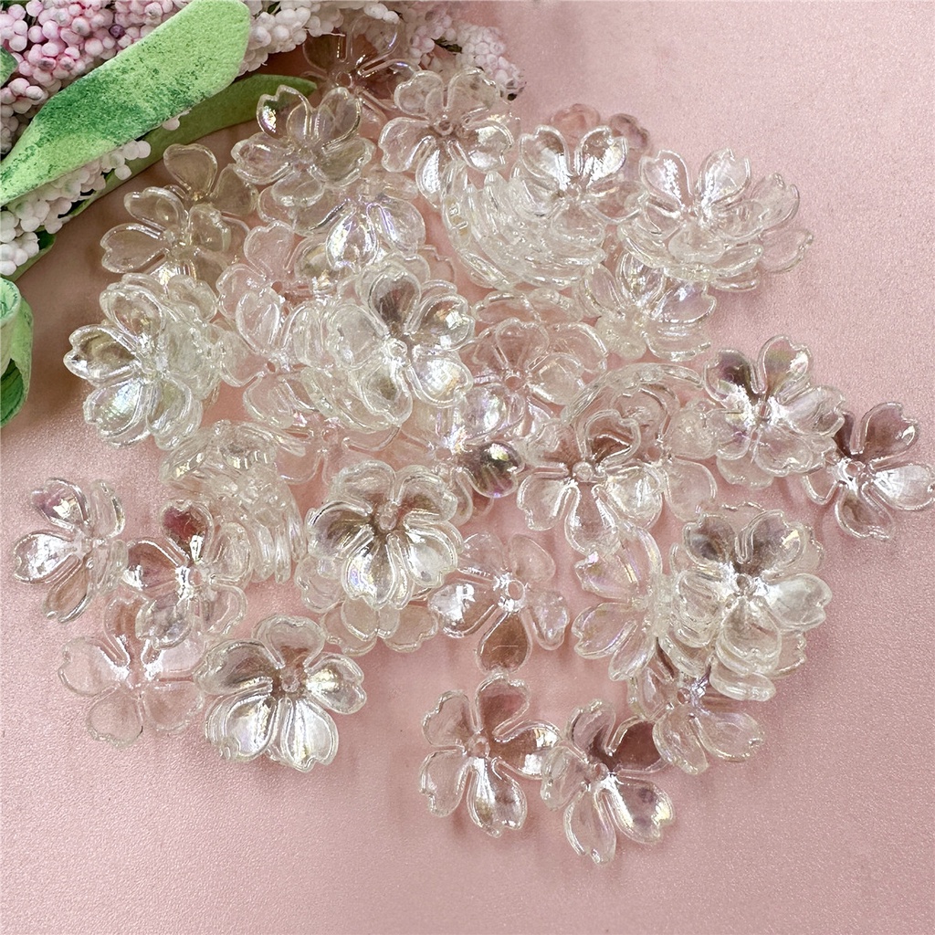 Set 100 Hạt Xỏ Lỗ 14.7mm Bằng acrylic Dùng Để Làm Trang Sức Thời Trang