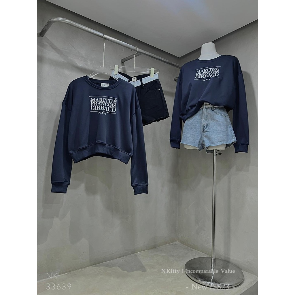 Áo ho.odie cro.p mar.ithe xanh na.vy