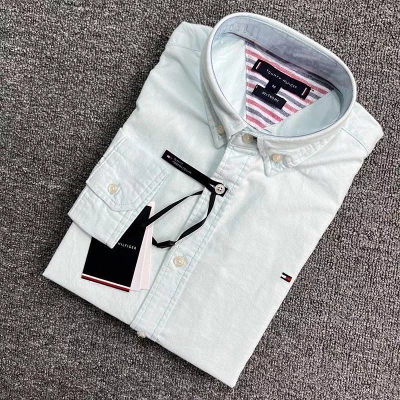❤❤❤❤tommy hilfiger long sleeve solid color classic brand shirt men's casual fashion all-match handsome shirt