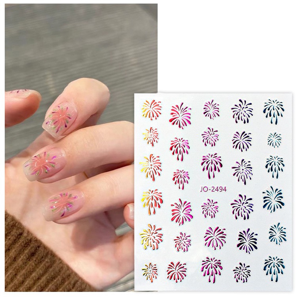 Sticker Dán Móng Tay Nghệ Thuật Họa Tiết Pháo Hoa Nhiều Màu Sắc