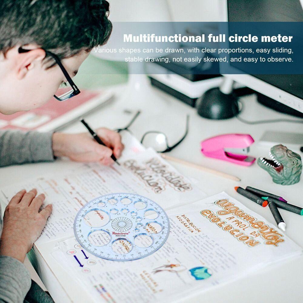UUMIR Thước Nhựa Trong Suốt Hình Tròn Đa Năng Chuyên Dụng Cho Học Sinh