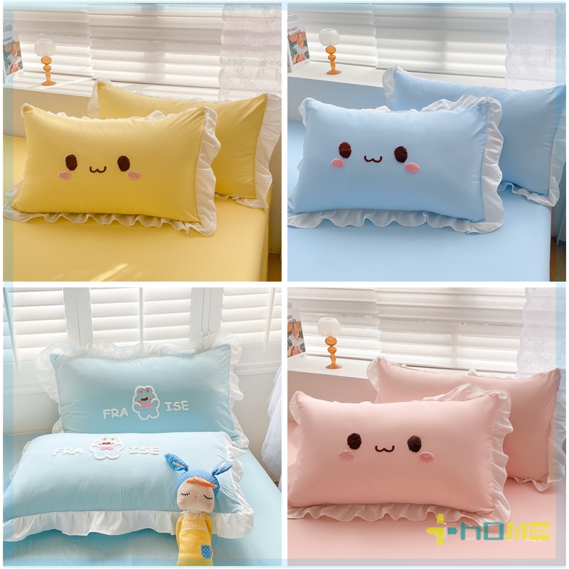 Cặp Vỏ Bọc Gối Đơn Một Cặp Bằng Vải cotton Thêu Ren Phong Cách ins Mới 2023 Dành Cho Kí Túc Xá