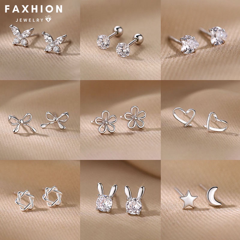 Bông Tai Hình Nơ / Trái Tim / Hoa Xinh Xắn Thời Trang Cho Nữ