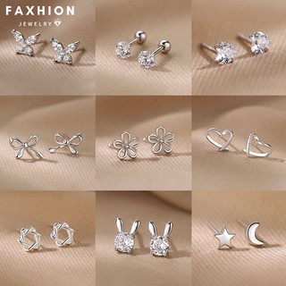 Faxhion Pha Lê Bướm Nơ Trái Tim Bông Tai Hoa Ngọt Ngào Thỏ Bạc Bông Tai Nữ Trang Sức Phụ Kiện
