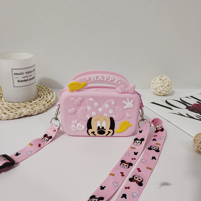 Disney Túi Đeo Chéo mini Bằng Silicagel Họa Tiết Hoạt Hình mickey Dễ Thương Cho Bé Gái