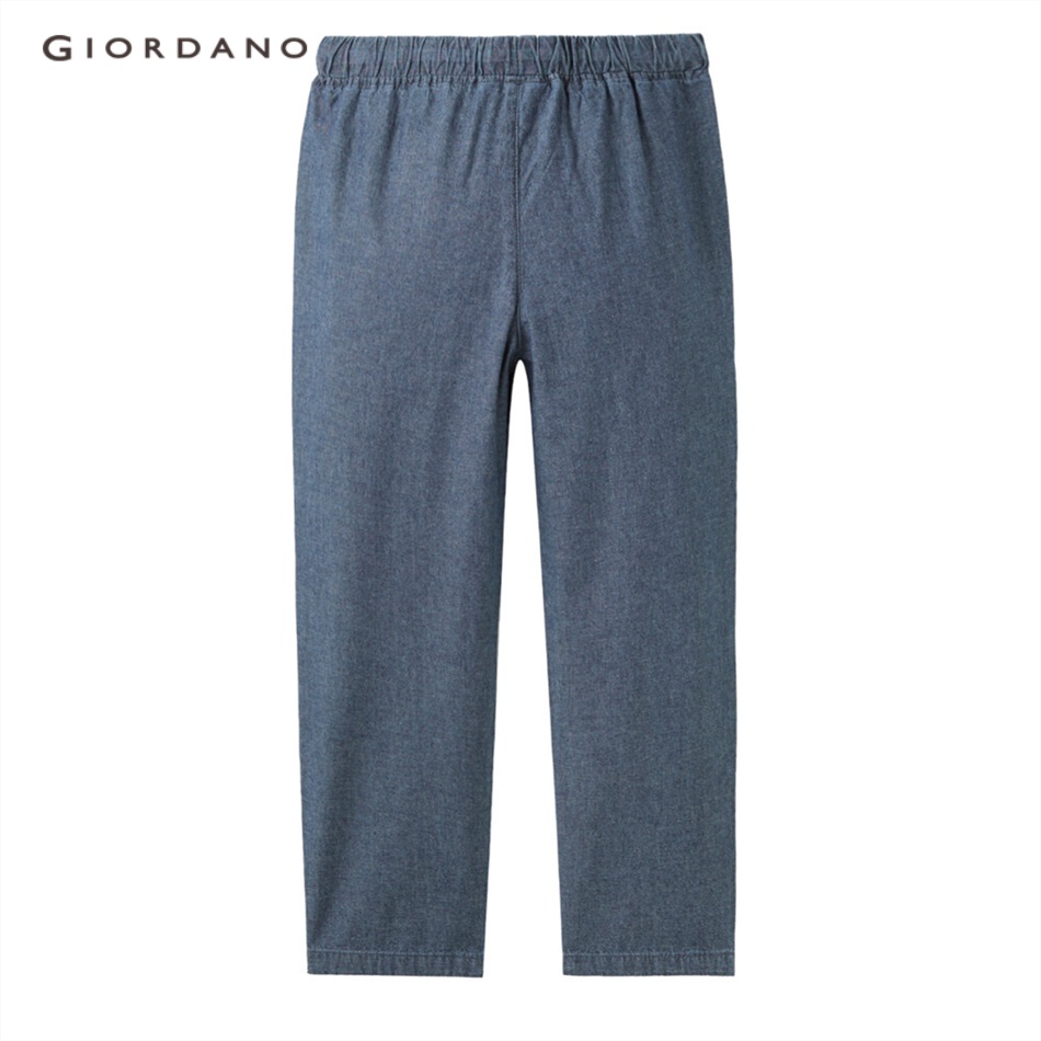 Quần Jean Giordano 05422308 bằng cotton mềm mại dài 9 tấc cạp chun thoải mái cho nữ