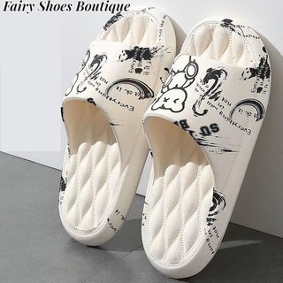 ZHUXIA Dép Mềm Chống Trượt Chống Mài Mòn Phong Cách graffiti Hàn Quốc Cho Nữ