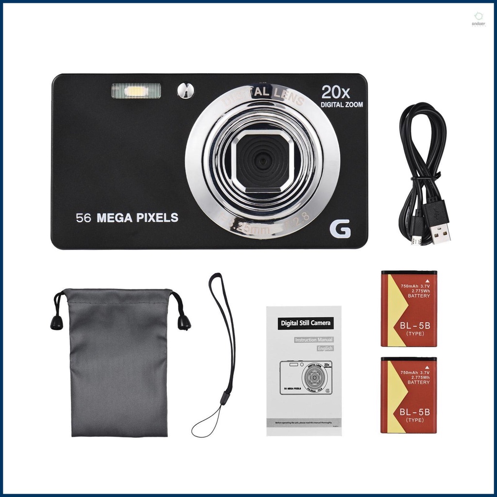 Portable Digital Camera with 2pcs Batteries and Hand Strap - Perfect for Kids and Teens