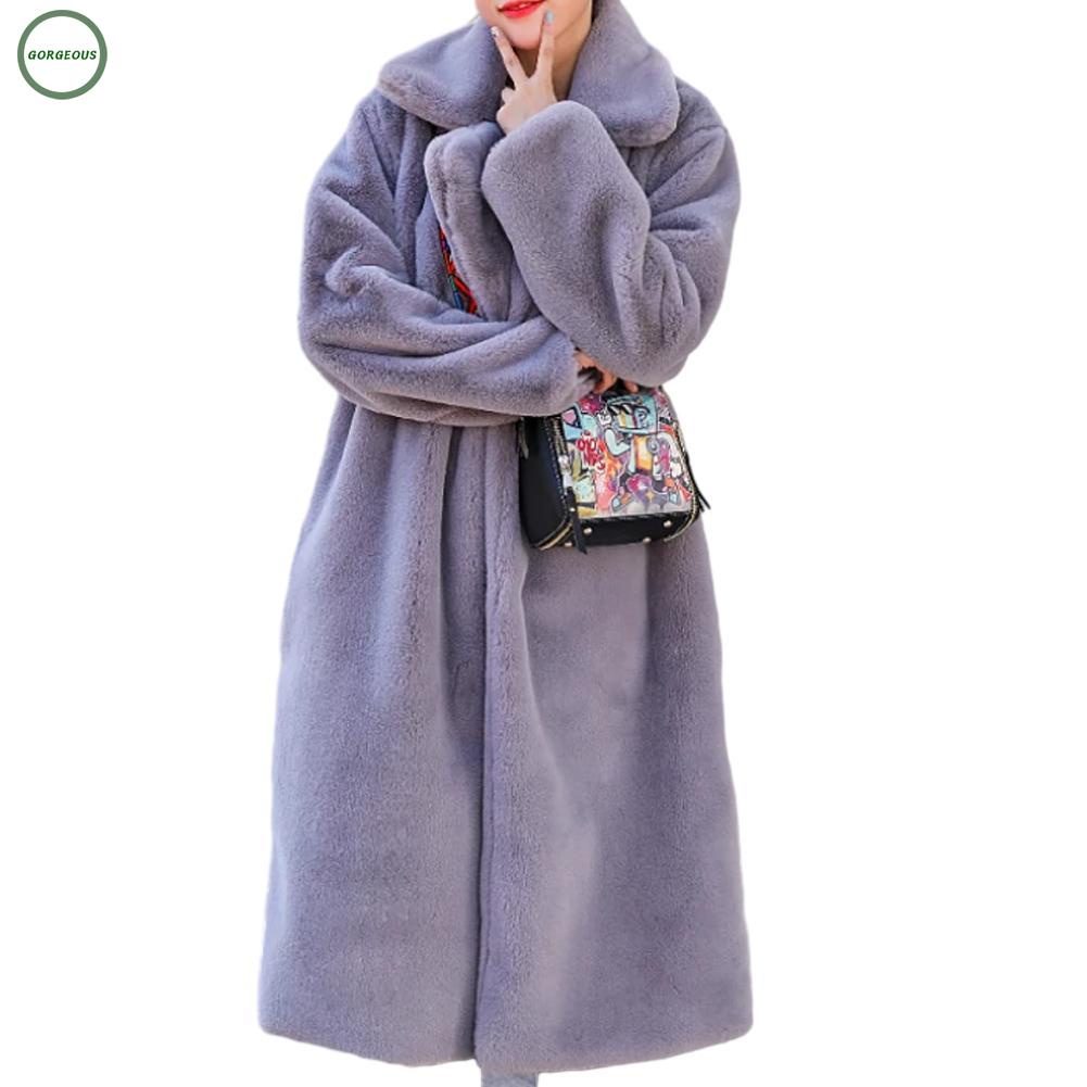 New Coming~Warm Winter Plush Coat Women's Artificial Rabbit Fur Loose Lapel Luxury#Home Essentialses
