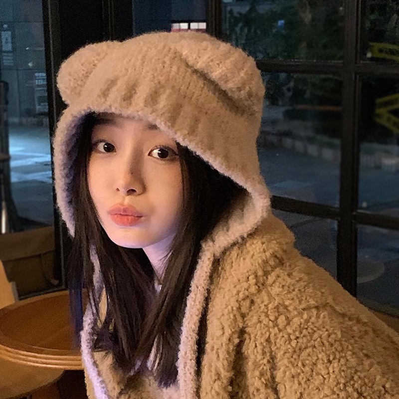 Mũ Len Tai Gấu Dễ Thương Cho Nữ