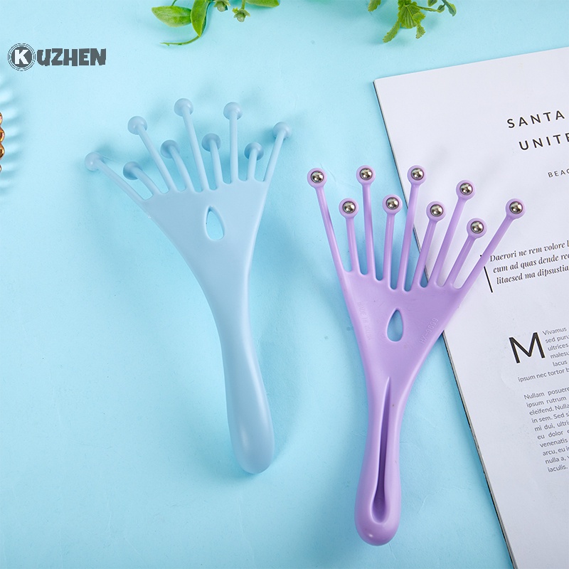 Kuzhen Lược Lăn Mát Xa Da Đầu 9 Ngón Tay Bằng Thép Cầm Tay Giúp Thư Giãn Chăm Sóc Tóc Giải Tỏa Căng Thẳng