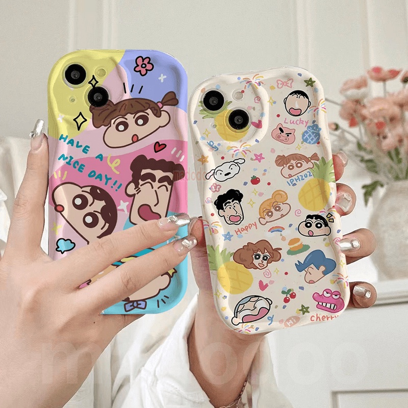 Ốp lưng Cartoon Redmi Note 13 Pro+ 12S 4G 12 Pro Plus 5G 13C 12C A1 A2 11S 11 10C 10 9T 9C 9A POCO X5 Cute Crayon Shin-chan Sakurada Nene Candy Wavy Cream Edge Fine hole Airbag Shockproof Soft Phone Case Full Back Cover NY 66