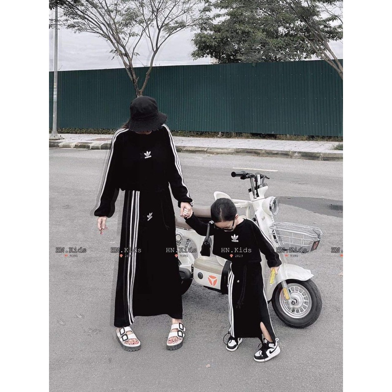 Set áo dài tay kèm chân váy dài cho bé gái 10-30kg