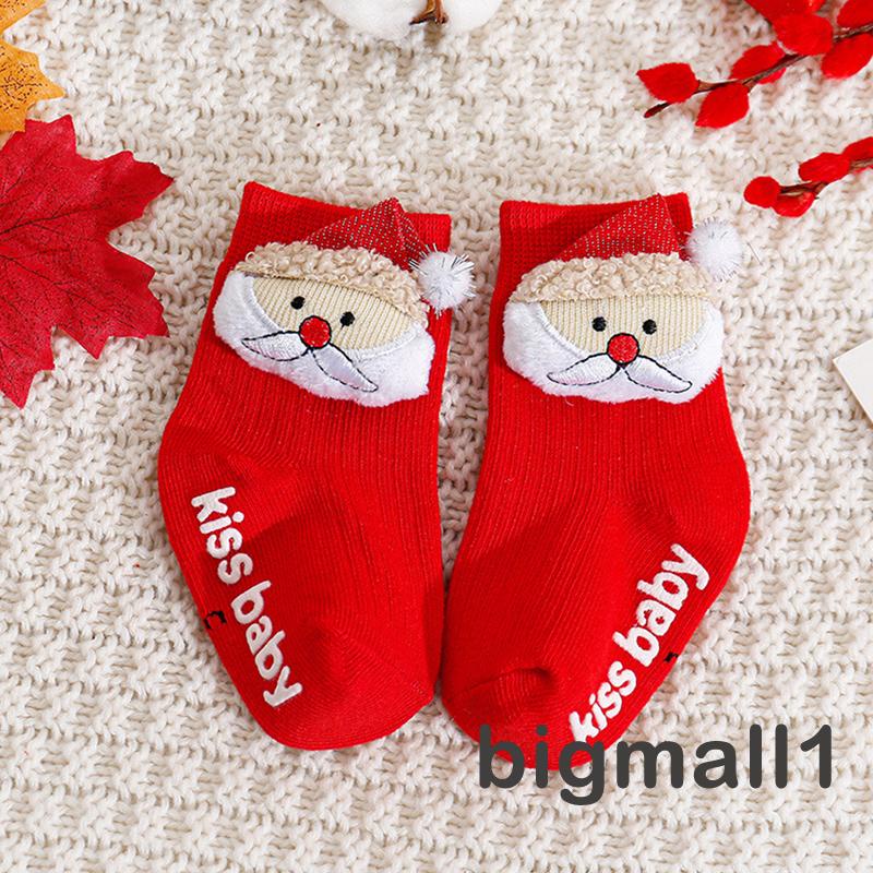 Topmall Tất cotton Giáng Sinh Dễ Thương Cho Bé 0-3 Tuổi