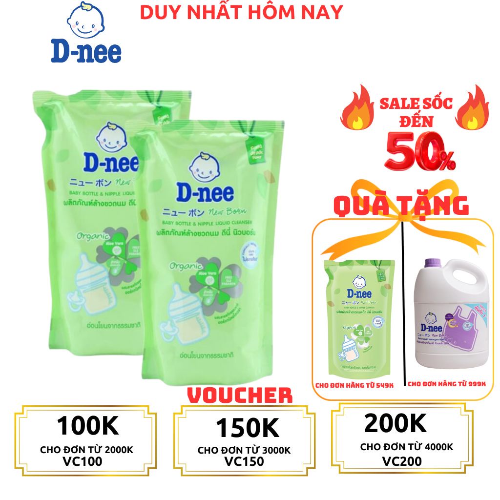 Túi Nước xúc bình sữa Dnee, rửa bình sữa Dnee dạng túi  400ml hàng chính hãng..