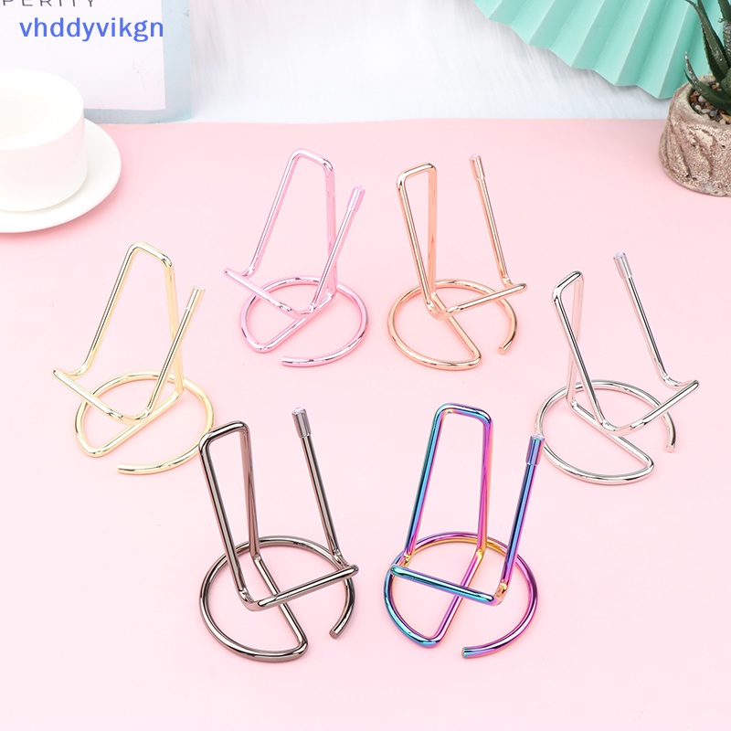 Giá Đỡ Điện Thoại / Thẻ vhdd Bằng Kim Loại Màu Vàng Kim Dễ Thương Dùng Trang Trí Bàn Làm Việc